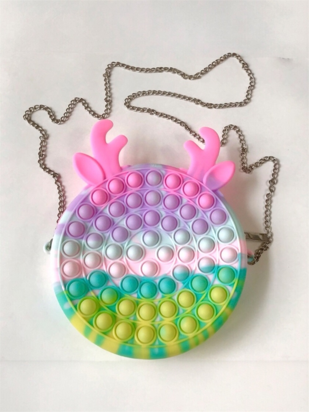 Pop-It Fidget Purse Sensory Push Bubble Rainbow Crossbody Shoulder Bag Chain Zip